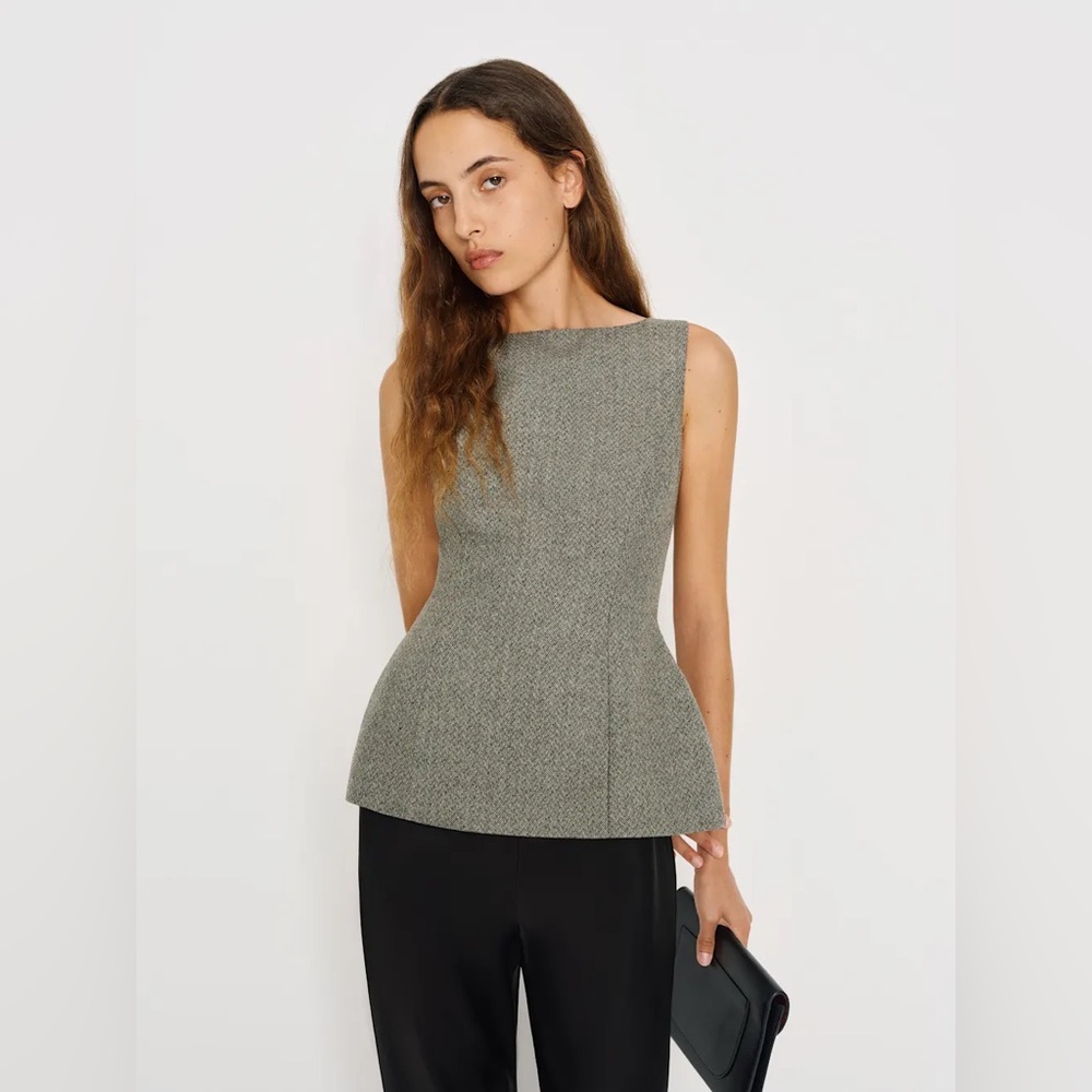 Reformation Nolyn Sleeveless Wool Blend Top in Earl Grey Size 4